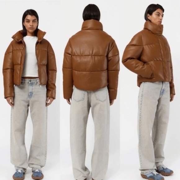 Apparis Jemma Vegan Leather Puffer Jacket Camel - Picture 1 of 9